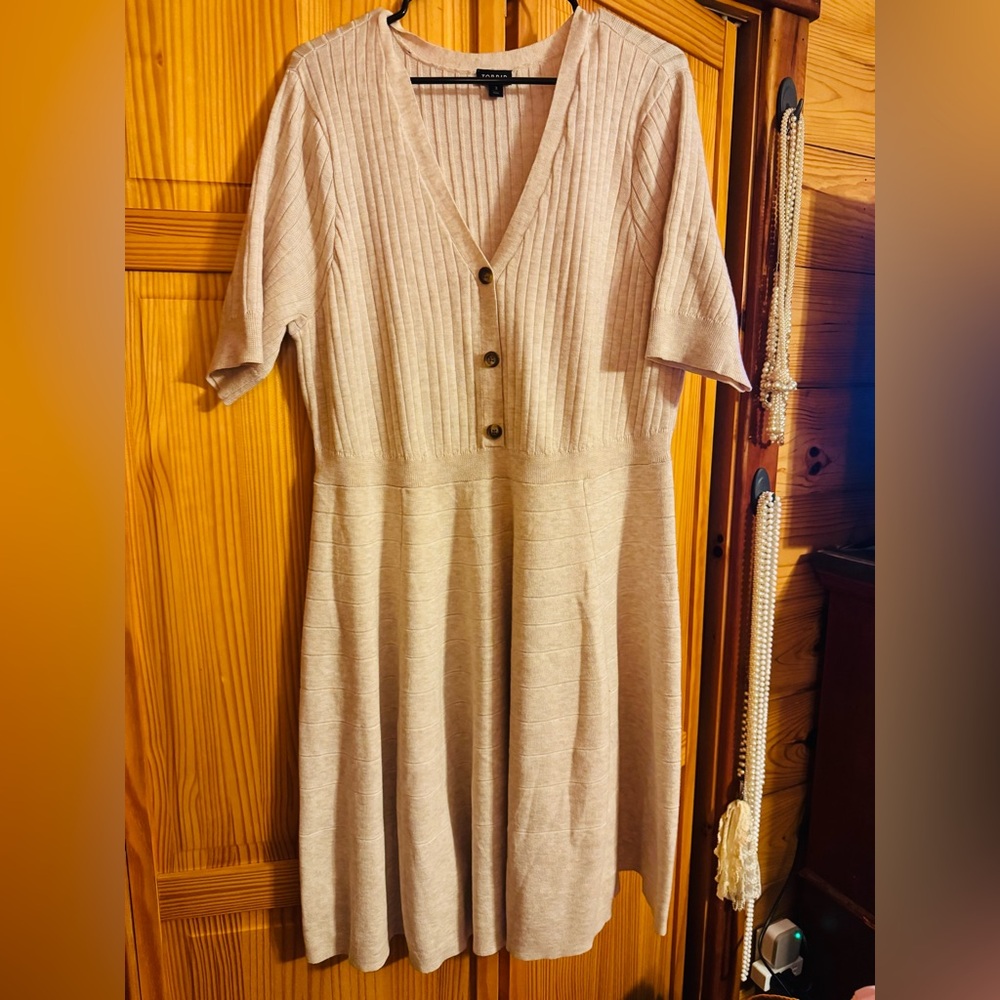 Torrid Beige Button-Front Midi Dress